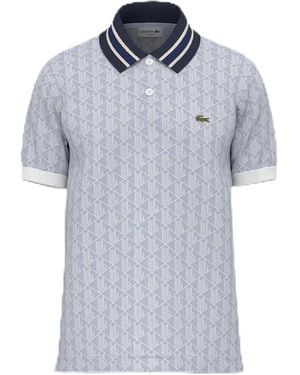Lacoste Classic Fit Monogram Jacquard Polo Shirt - Blue