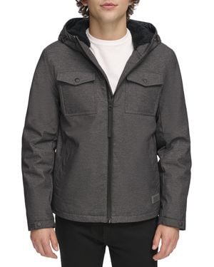 Levi's Nen Soft Shell Twee Pocket Sherpa Gevoerde Hooded Trucker Jas Geïsoleerd - Grijs