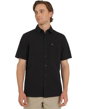 Quiksilver Premium Cotton Short Sleeve Button Down Seersucker Shirt - Black