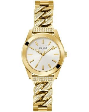 Guess Gold Tone Bracelet White Dial Gold Tone - Metallic