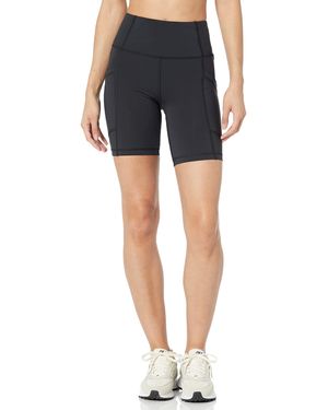 Amazon Essentials Pantaloncini da Bici Sportivi Modellanti a Vita Alta da 18 cm con Tasche Donna - Blu