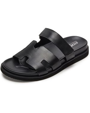 Steve Madden Maiven Leather Fashion Slide Sandal - Black