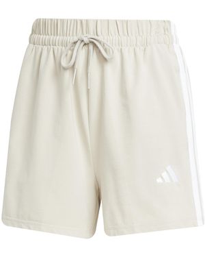 adidas Essentials 3-stripes Cotton Shorts - Natural