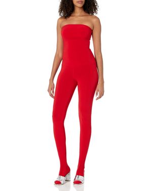Norma Kamali Strapless Catsuit W/footsie - Red
