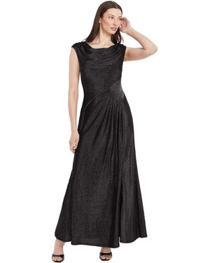 Maggy London Sleeveless Maxi Draped Cowl Neckline And Side Ruching-cocktail Dresses For - Black