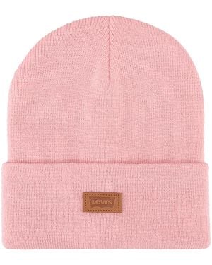 Levi's Leather Batwing Logo Hero Beanie Hat - Pink