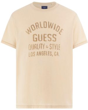 Guess Eco Short Sleeve Worldwide Burnout Tee - Natural