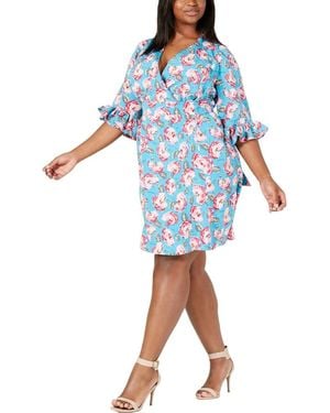 Betsey Johnson Plus-size Boho Bell Sleeve Dress Dress - Blue