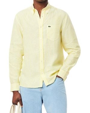 Lacoste Core Collection Regular Fit Long Sleeve Striped Shirt - Yellow