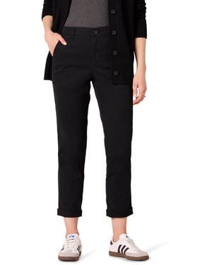 Amazon Essentials Pantalon Chino Taille Haute Coupe Classique avec Jambe Évasée - Noir
