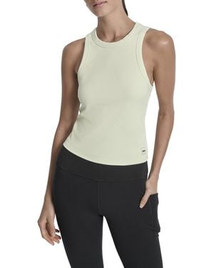 DKNY High Neck Logo Patch Tank Top - Natural
