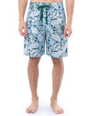 Izod Printed Poplin Relaxed Fit Drawstring Sleep Shorts - Blue