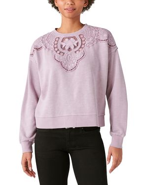 Lucky Brand Schiffley Cutwork Pullover Shirt - Purple