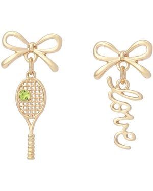 Betsey Johnson Jewelry Tennis Racquet Love Mismatch Earrings - Metallic