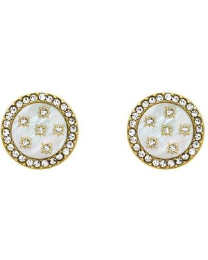 Fossil Classic Mother-of-pearl Gold-tone Stainless Steel Stud Earrings - Metallic