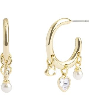 COACH S Signature Charm Hoop Earrings - Metallic