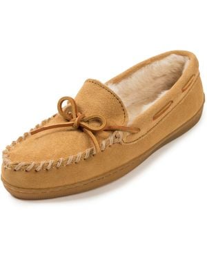 Minnetonka Hardsole Pile Lined Slipper,tan,10 M Us - Natural