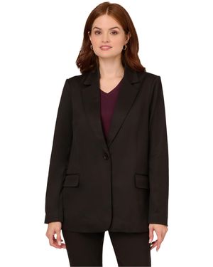 Adrianna Papell Solid Twill One Button Blazer - Black