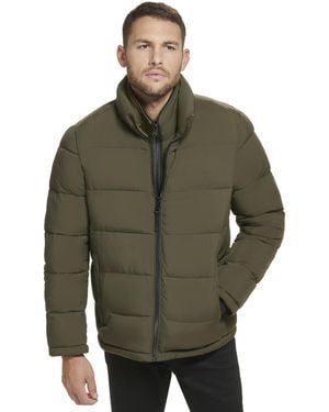 Calvin Klein Heavyweight Quilted Insulated Zip Front Puffer Jacket - Green