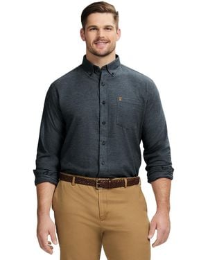 Izod Big And Tall Stratton Flannel Long Sleeve Stretch Button Down Shirt - Blue