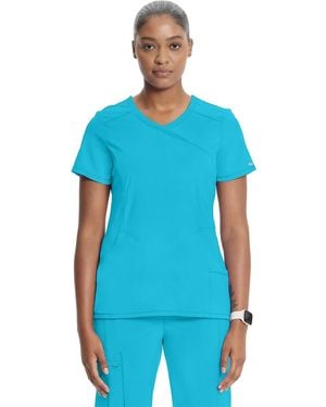 CHEROKEE Plus Size Infinity Mock Wrap Scrubs Shirt - Blue