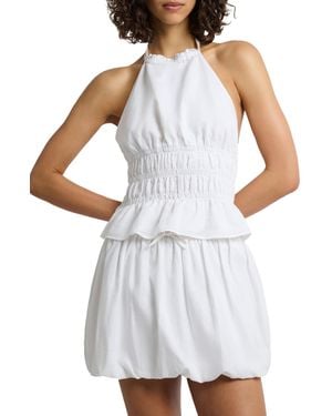 Onia , Air Linen Smocked Halter Top, White, Solid, S