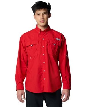 Columbia Pfg Bahama Ii Long Sleeve Fishing Shirt - Red