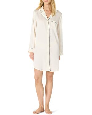 Amazon Essentials Camicia da Notte in Raso con Bottoni Donna - Bianco