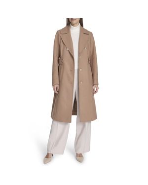 Kenneth Cole Military Wool Blend Overcoat - Natural