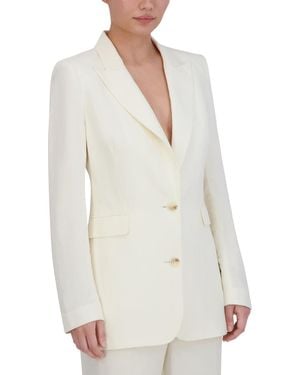 BCBGMAXAZRIA Long Sleeve V Neck Single Breasted Blazer Jacket - White