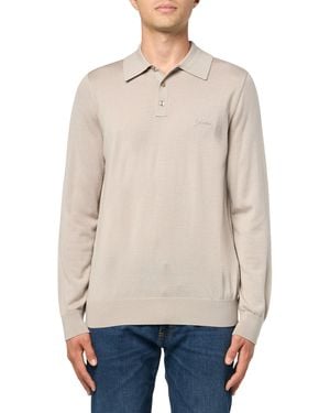 Guess Long Sleeve Wool Carter Sweater Polo - Natural