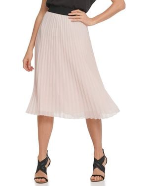 DKNY Sportswear Missy Pull On Pleated Everyday Midi Skirt - Pink