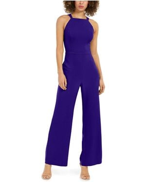 Vince Camuto Petite Sleeveless High Square Neck Crepe Jumpsuit - Purple