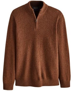 Pendleton Shetland Wool 1/4 Zip Sweater - Brown