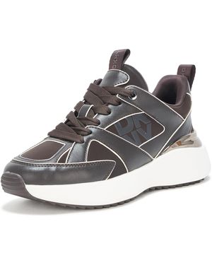 DKNY Women's Zaine Lace-Up Sneakers - Breathable Mesh, Mixed Media Style, Everyday Comfort
