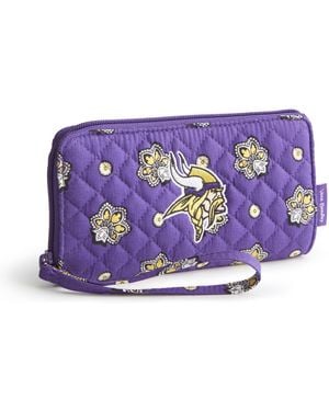 Vera Bradley Cotton Nfl Front Zip Wristlet - Purple