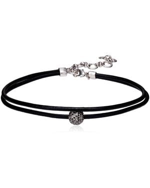 Lucky Brand S Leather Choker Necklace - Black
