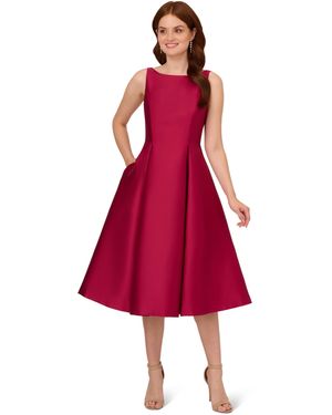 Adrianna Papell Sleeveless Tea Length Dress - Red