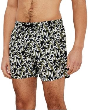 Emporio Armani Printed Pattern 4" Swim Trunk - Black