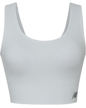 New Balance Nahtloser Longline-Sport-BH mit verbesserten Stützträgern - Grau