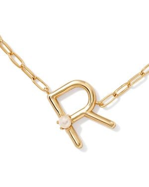 Kendra Scott S Pearl Letter R Short Pendant Necklace Gold White Pearl One Size - Metallic