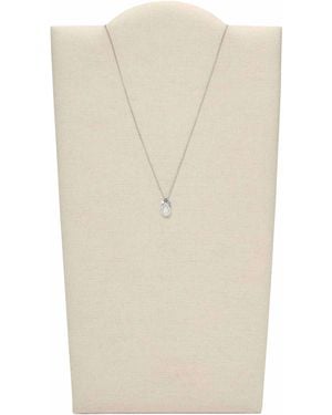 Fossil Stevie Mothers Day Mother-of-pearl Stainless Steel Pendant Necklace And Earrings Set - Natural