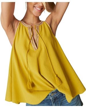 Lucky Brand Embroidered Peasant Swing Tank - Yellow