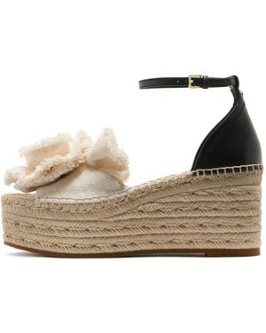 Kate Spade Flourish Slub Canvas Espadrille Wedge Sandal - Black