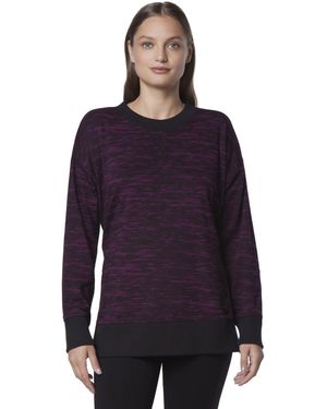 Andrew Marc Long Sleeve Split Hem French Terry Sweatshirt - Purple