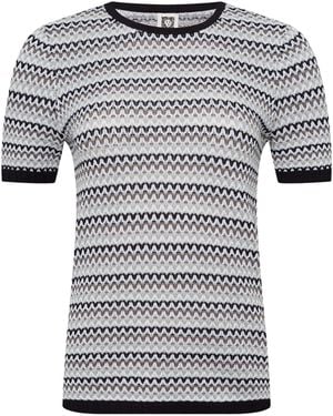 Anne Klein Stitch Cap Sleeve Crew Neck - Gray