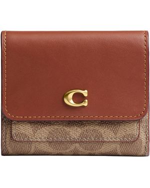 COACH Mila Small Flap Wallet In Signature Canvas Accessory-travel - Brown