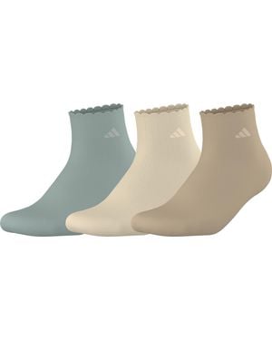 adidas Sport Fashion 3-pack Quarter Ruffle Ankle Sock For Women Low Cut - Black