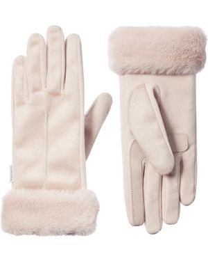 Isotoner 's Recycled Microsuede Gloves With Fur Cuff - Natural
