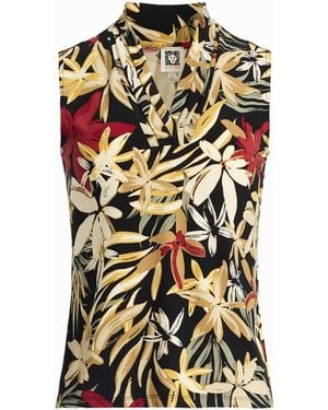 Anne Klein Plus-size Sleeveless Printed Jersey V-neck Top - White